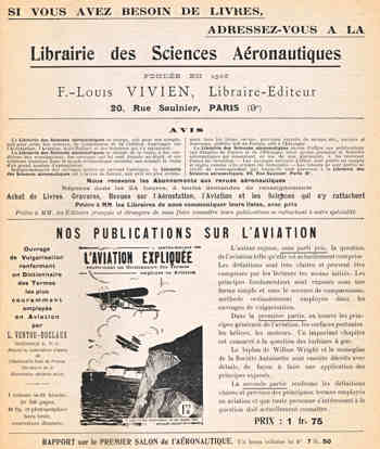 Réclame Librairie Aéronautique
