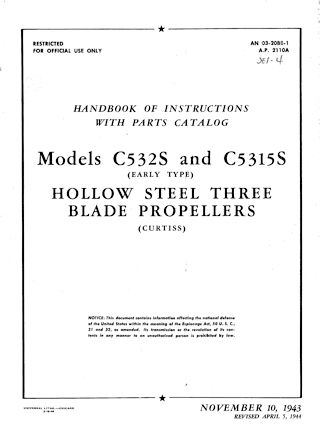 Hélice Curtiss C532 Instruction Manual
