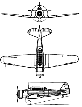 North American T6 - Trois vues
